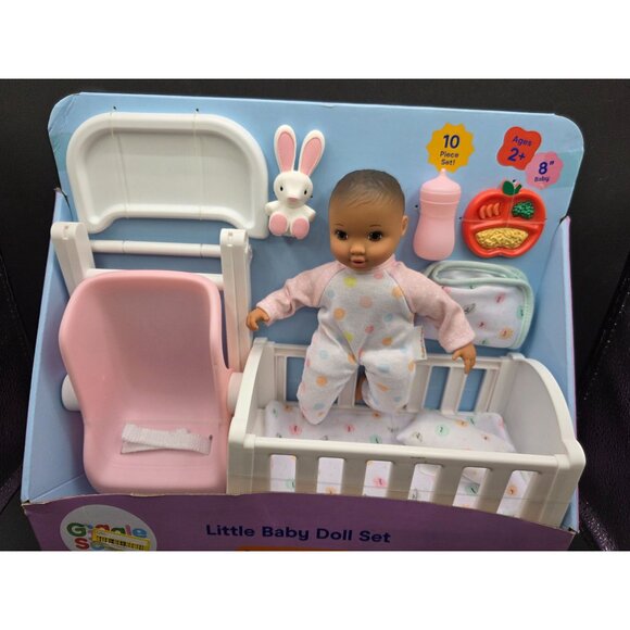 Little Baby Doll Set 10 Piece GiggleScape Ages 2+ 8" Baby - Picture 3 of 9